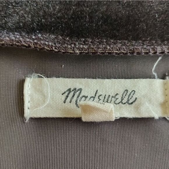 Madewell BROWN GRAY VELOUR VELVET LONG SLEEVE TOP SWEATSHIRT SHIRT S/M - Picture 8 of 8